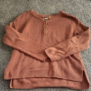 Women's Button-Accent Sweater in Warm Terracotta